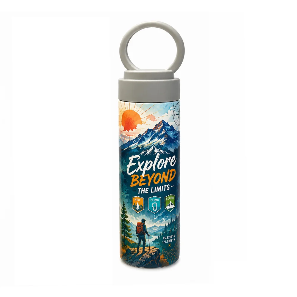 15oz 450ml Stainless Steel Straight Skinny Tumbler Bottle with Portable Lid (Grey Lid)