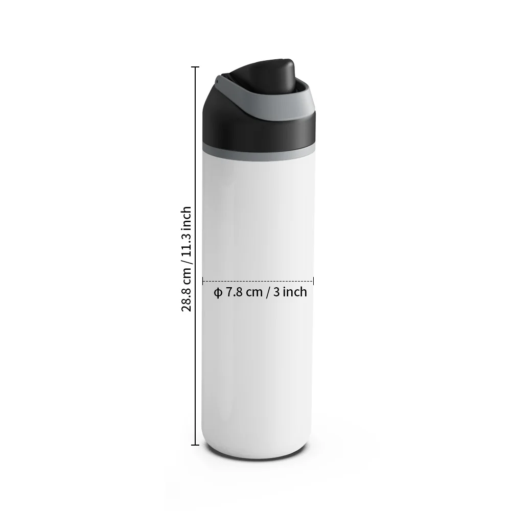 25oz 750ml Stainless Steel Water Bottle with Portable Lid (Black Lid) thumbnail 3