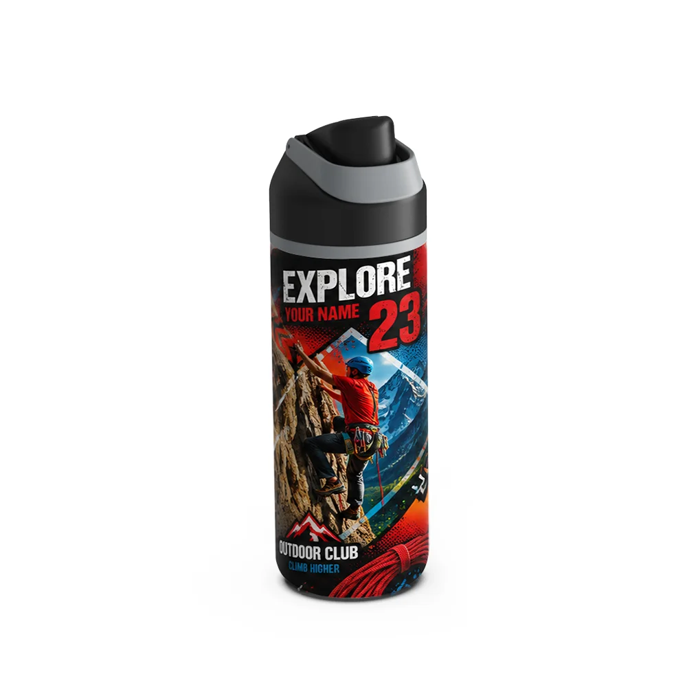 16oz 500ml Stainless Steel Water Bottle with Portable Lid (Black Lid)