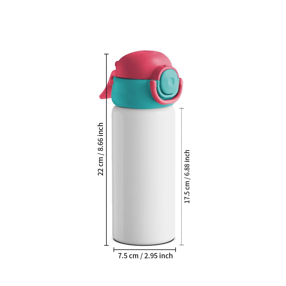 16OZ 500ml Misting Spray Kids Water Bottle Stainless Steel With Two-Tone Locking Lid (Red/Green) thumbnail 3