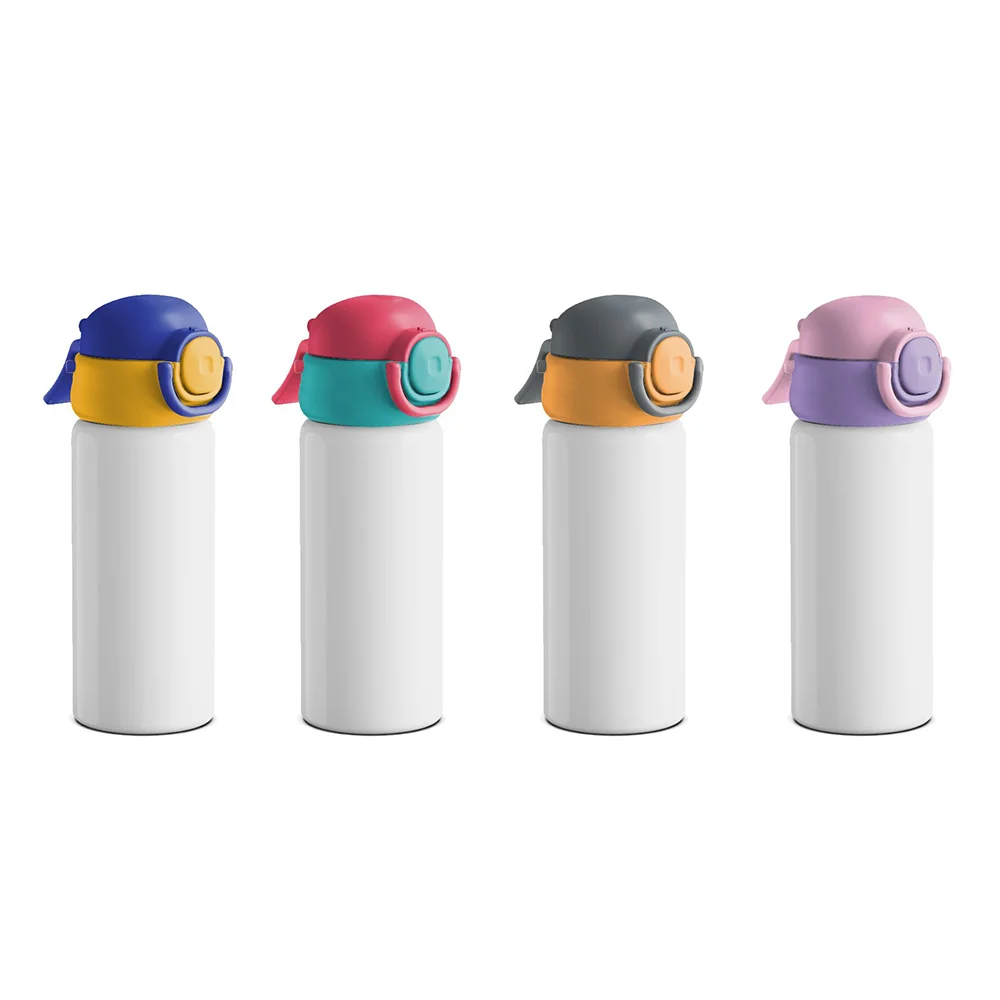 16OZ 500ml Misting Spray Kids Water Bottle Stainless Steel With Two-Tone Locking Lid (Grey/Orange) thumbnail 4