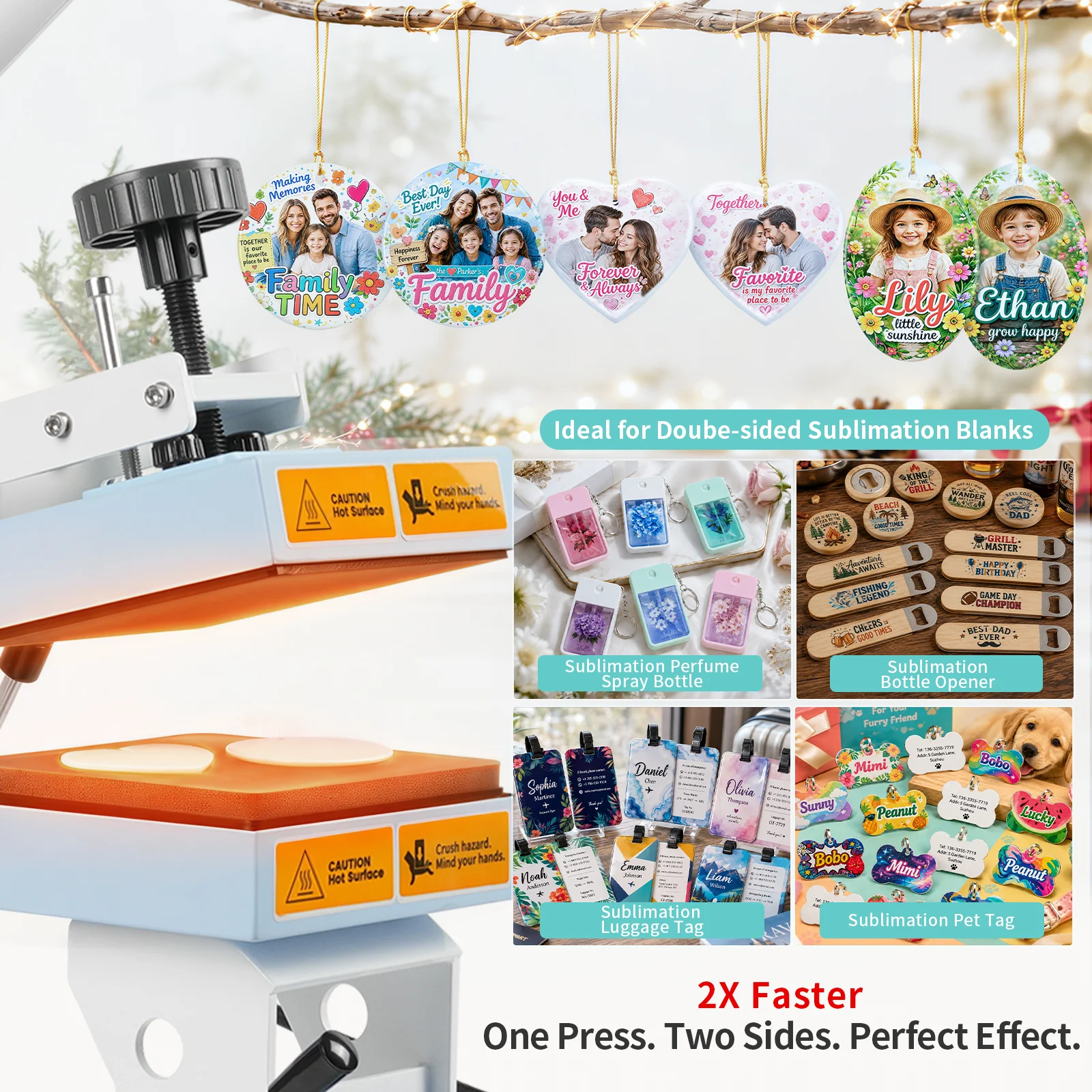 2 in 1 Heat Press Machine for Crafts (Dual Heating Flat 15x15cm + Cap Attachment) thumbnail 5