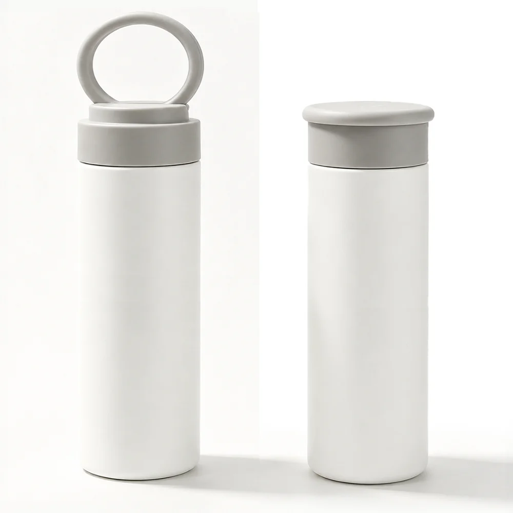 15oz 450ml Stainless Steel Straight Skinny Tumbler Bottle with Portable Lid (Grey Lid)