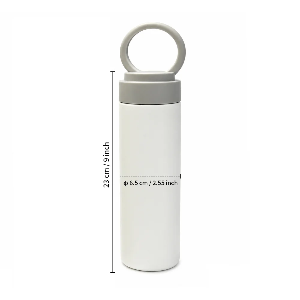 15oz 450ml Stainless Steel Straight Skinny Tumbler Bottle with Portable Lid (Grey Lid) thumbnail 6
