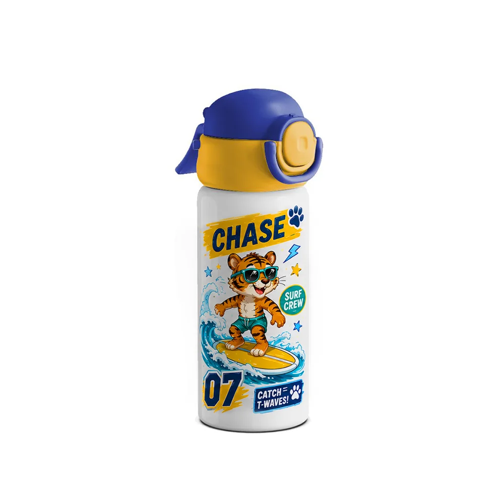 16OZ 500ml Misting Spray Kids Water Bottle Stainless Steel With Two-Tone Locking Lid (Blue/Orange) thumbnail 7