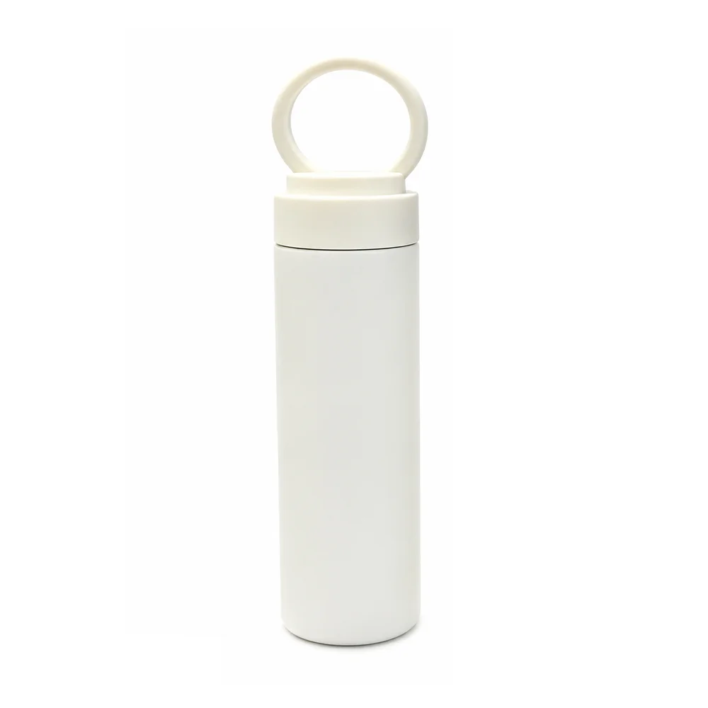 15oz 450ml Stainless Steel Straight Skinny Tumbler Bottle with Portable Lid (Beige Lid) thumbnail 4