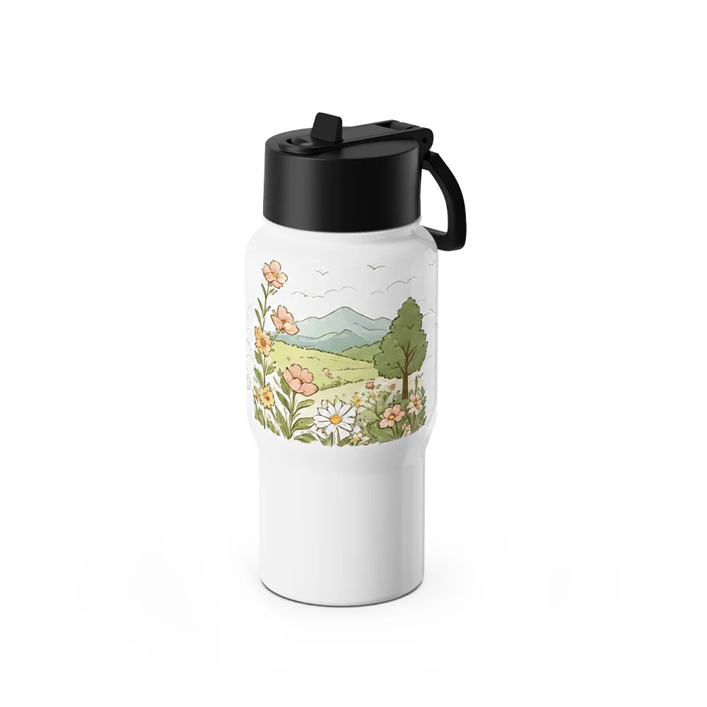 20oz/600ml Sublimation Blank Travel Water Bottle (Glossy White)