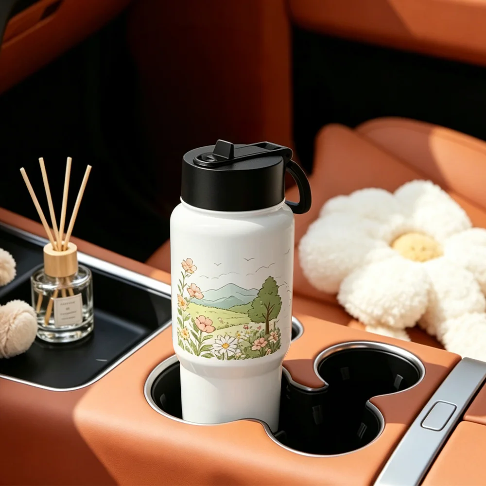 20oz/600ml Sublimation Blank Travel Water Bottle (Glossy White) thumbnail 4