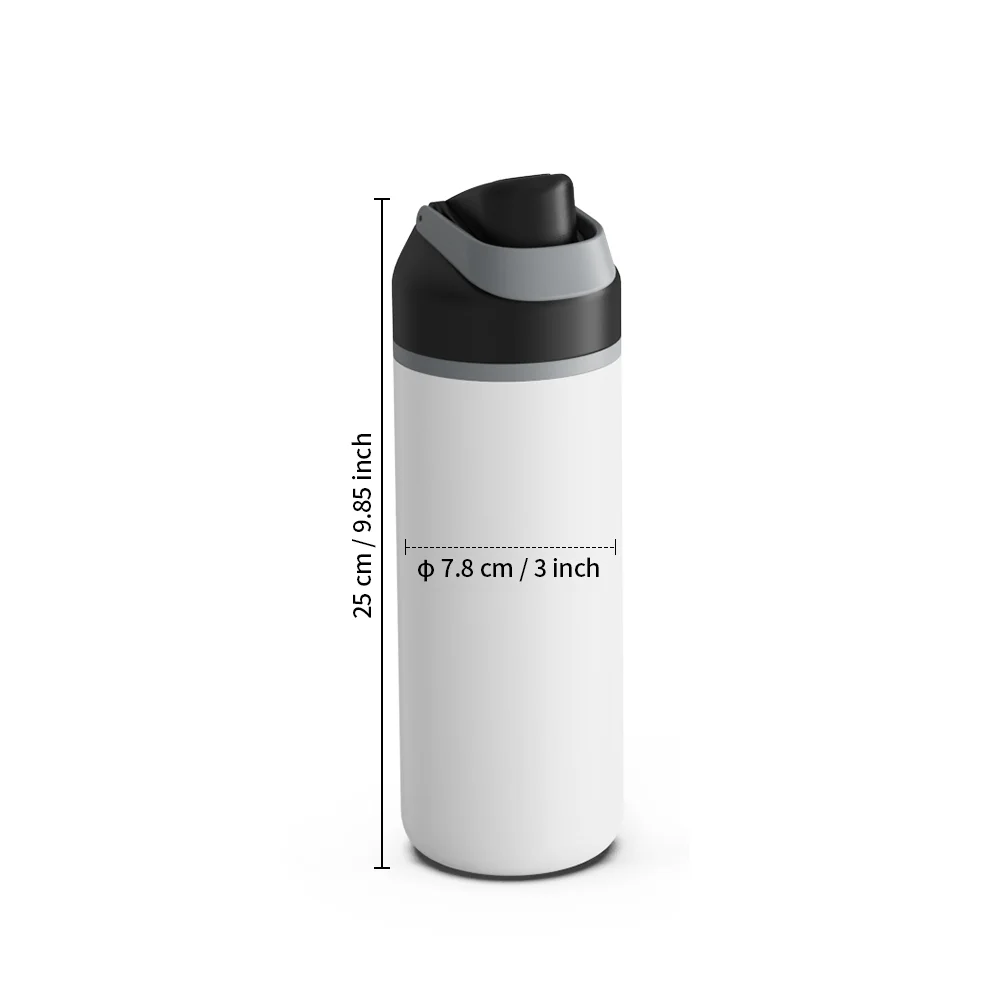 16oz 500ml Stainless Steel Water Bottle with Portable Lid (Black Lid) thumbnail 3