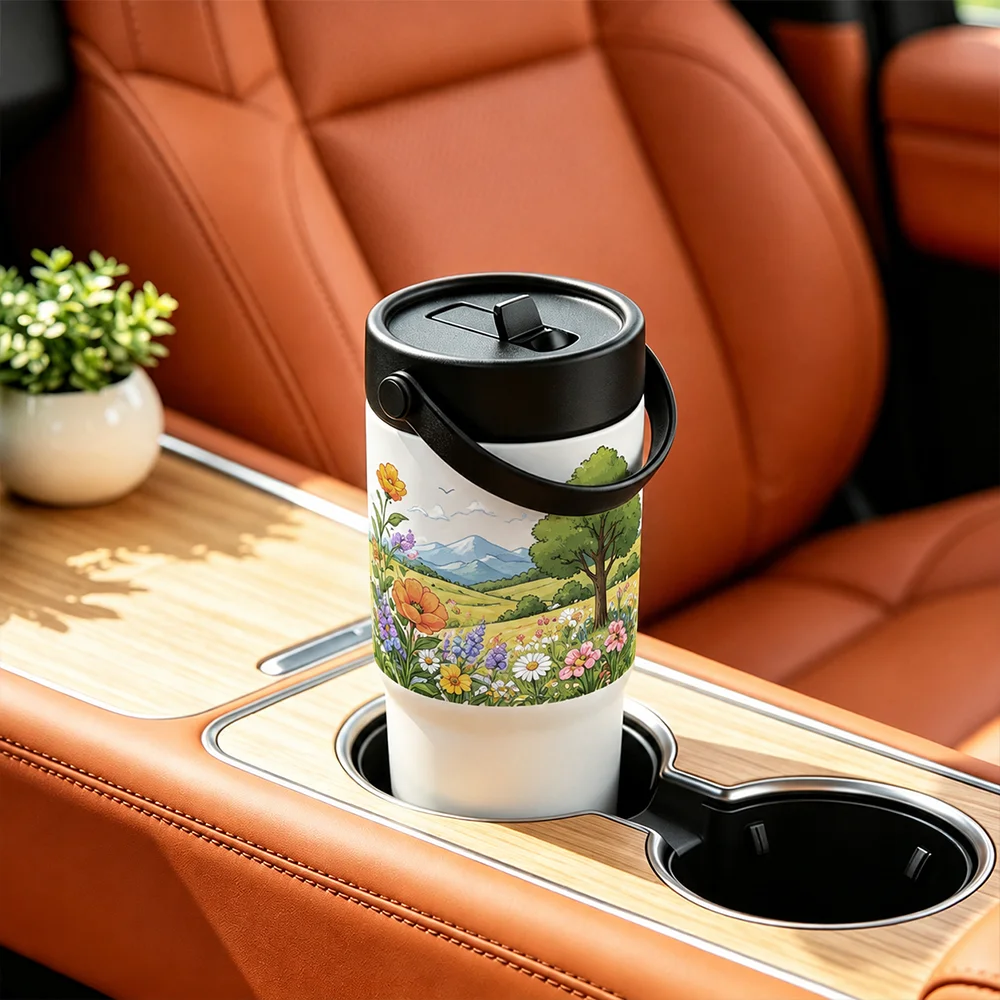 20oz/600ml Sublimation Blank Travel Water Bottle Wide Mouth (Glossy White)
