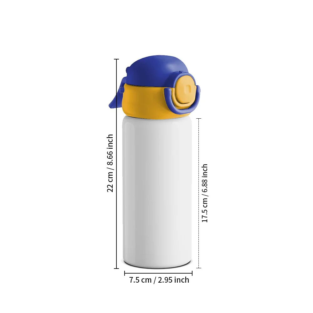16OZ 500ml Misting Spray Kids Water Bottle Stainless Steel With Two-Tone Locking Lid (Blue/Orange) thumbnail 5