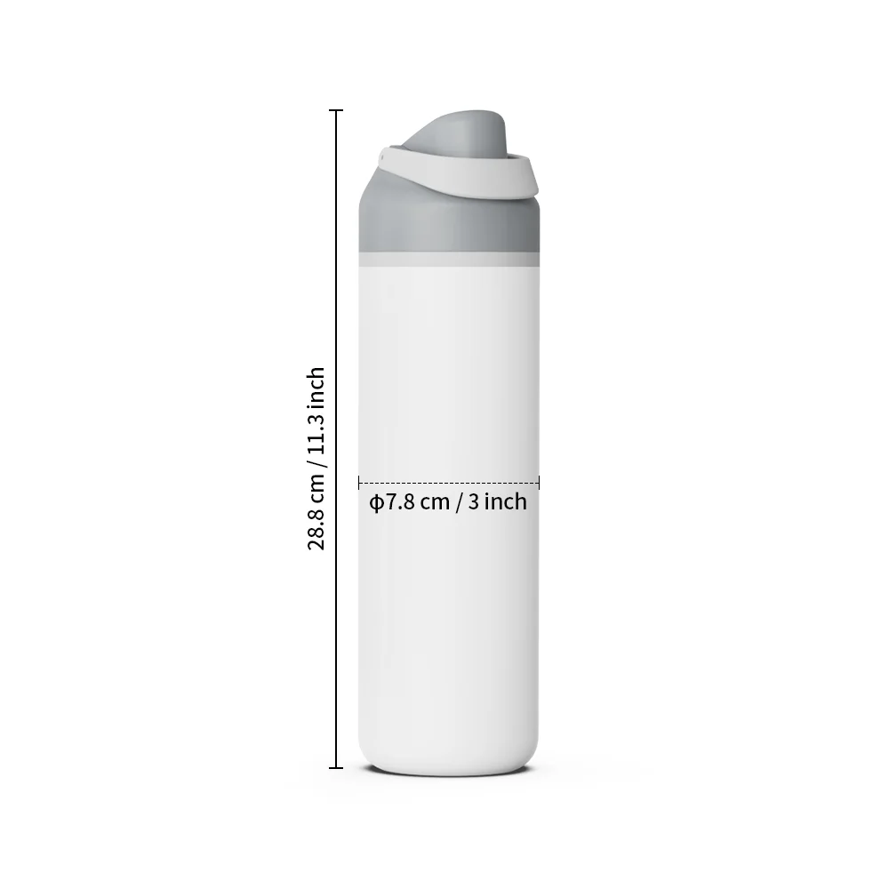 25oz 750ml Stainless Steel Water Bottle with Portable Lid (Grey Lid) thumbnail 3
