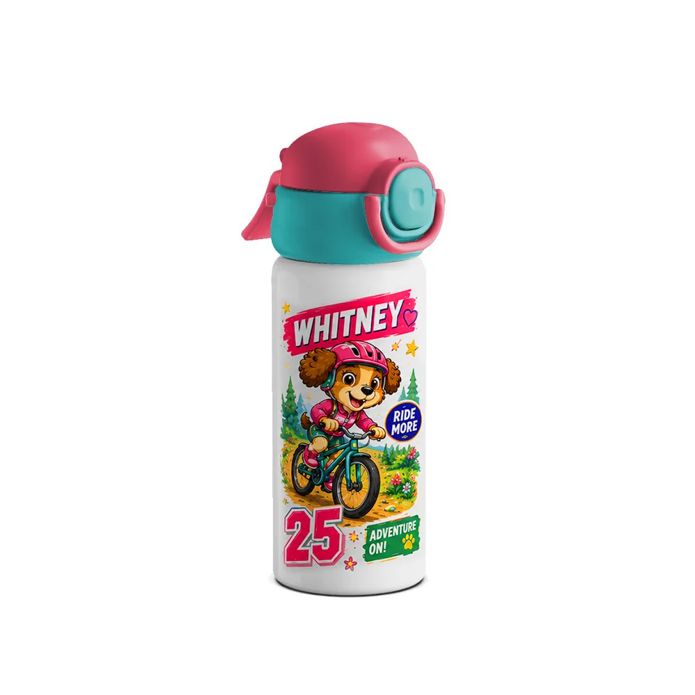 16OZ 500ml Misting Spray Kids Water Bottle Stainless Steel With Two-Tone Locking Lid (Red/Green) thumbnail 5