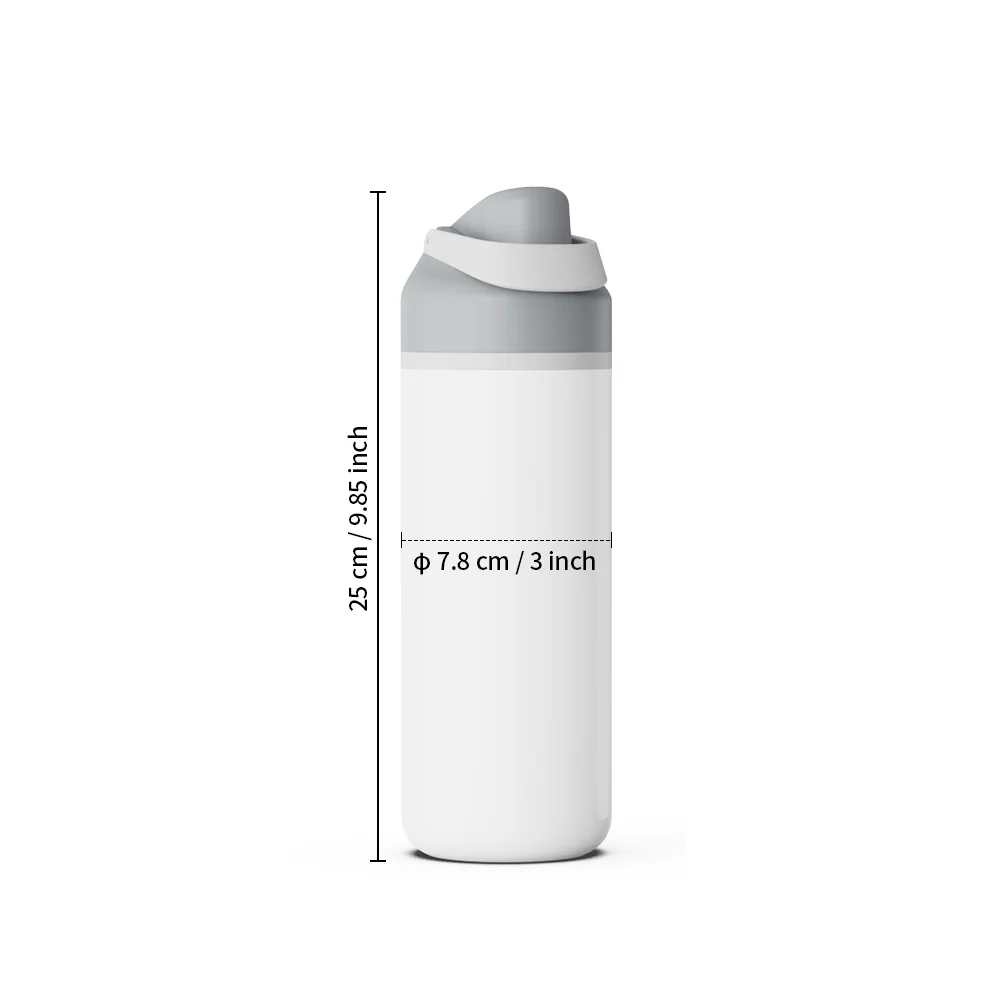 16oz 500ml Stainless Steel Water Bottle with Portable Lid (Grey Lid) thumbnail 3