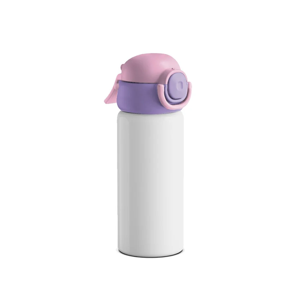 16OZ 500ml Misting Spray Kids Water Bottle Stainless Steel With Two-Tone Locking Lid (Pink/Purple)