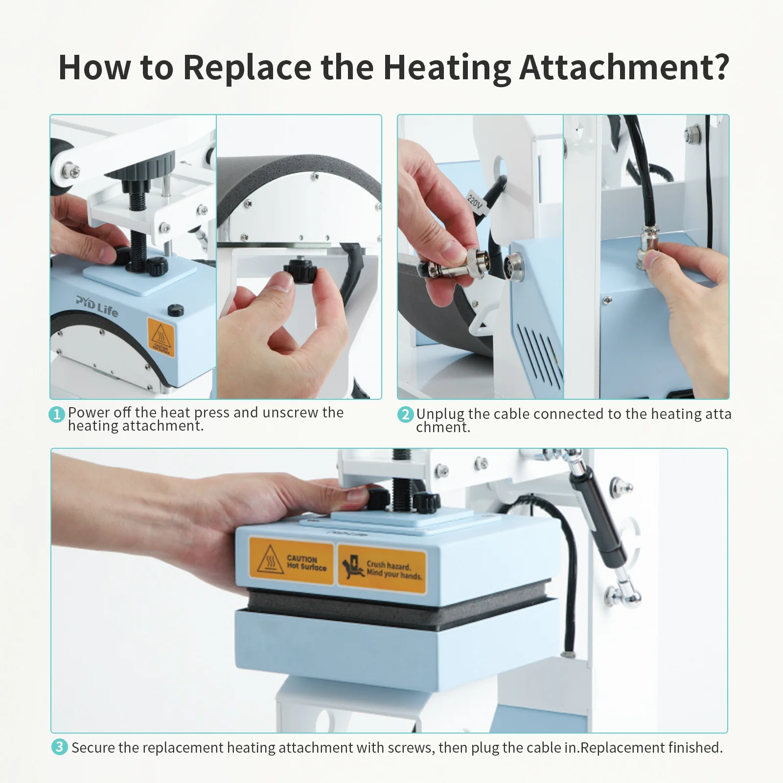 2 in 1 Heat Press Machine for Crafts (Dual Heating Flat 15x15cm + Cap Attachment) thumbnail 7