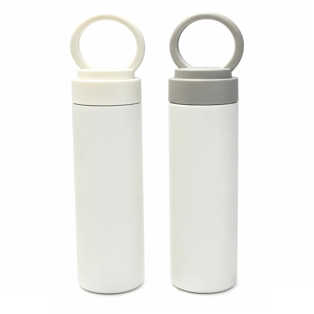 15oz 450ml Stainless Steel Straight Skinny Tumbler Bottle with Portable Lid (Grey Lid) thumbnail 5