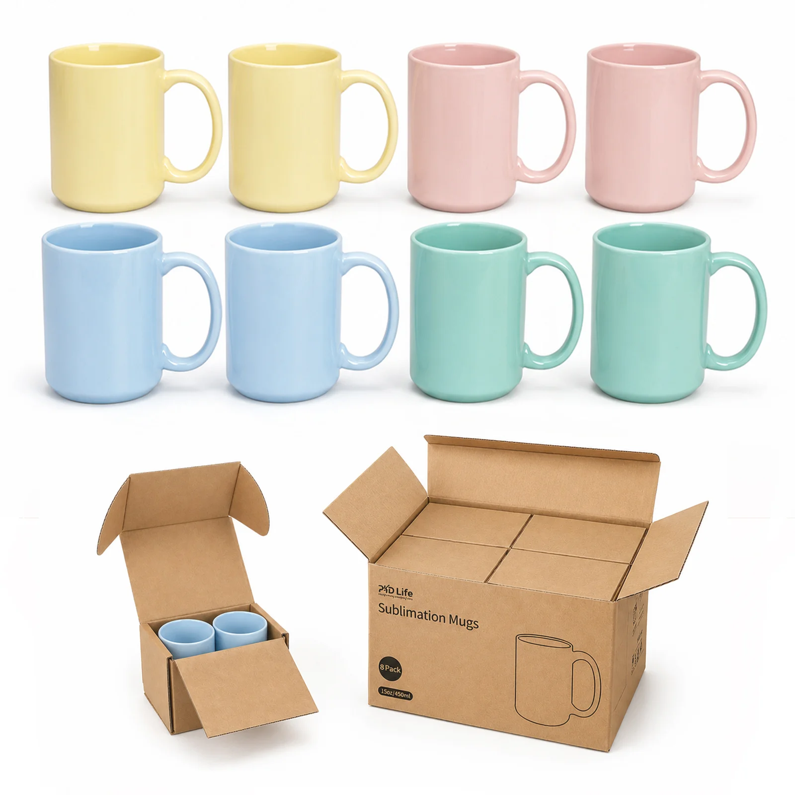 15oz Full Color Glossy Mug Sublimation Blank Coffee Cups thumbnail 1