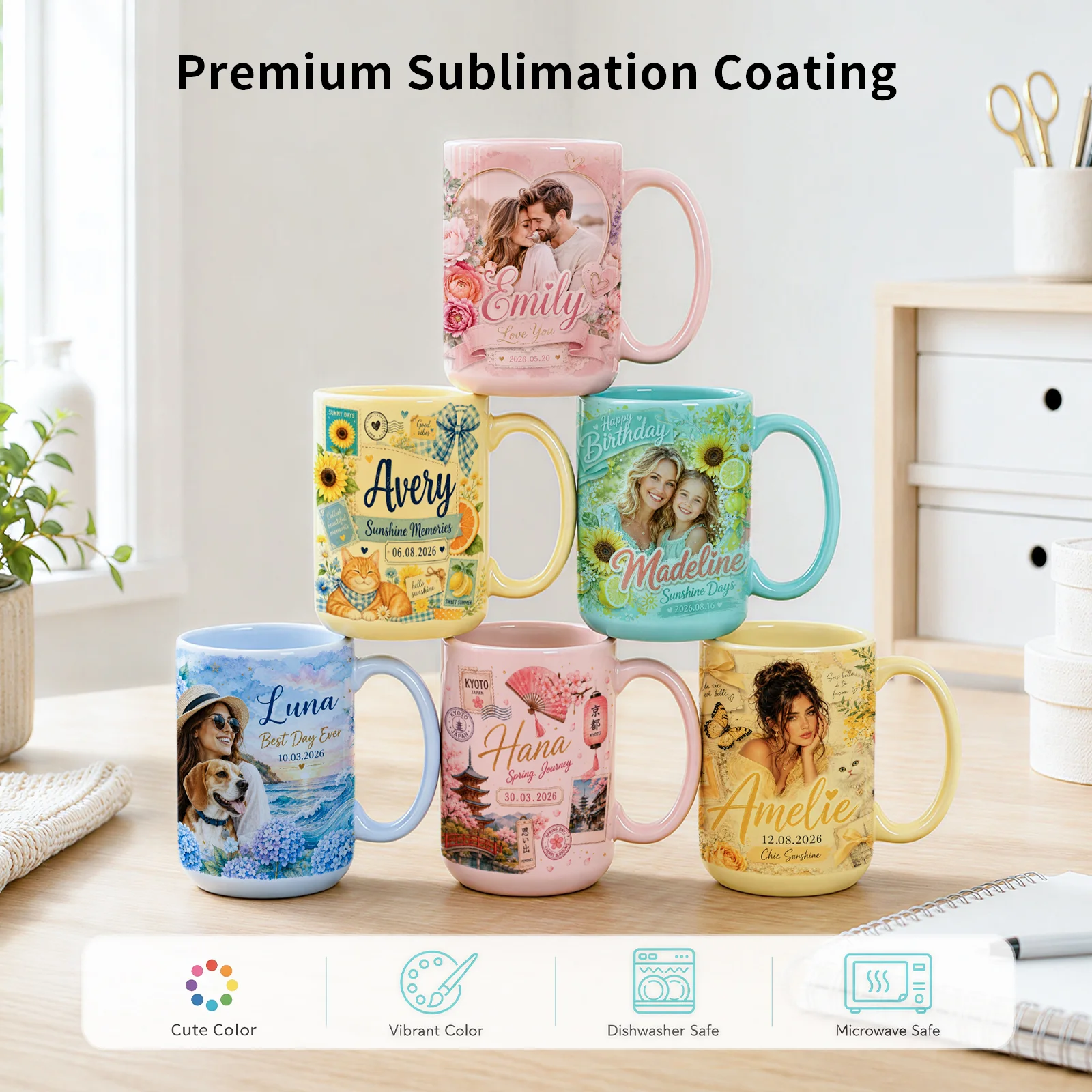 15oz Full Color Glossy Mug Sublimation Blank Coffee Cups thumbnail 2