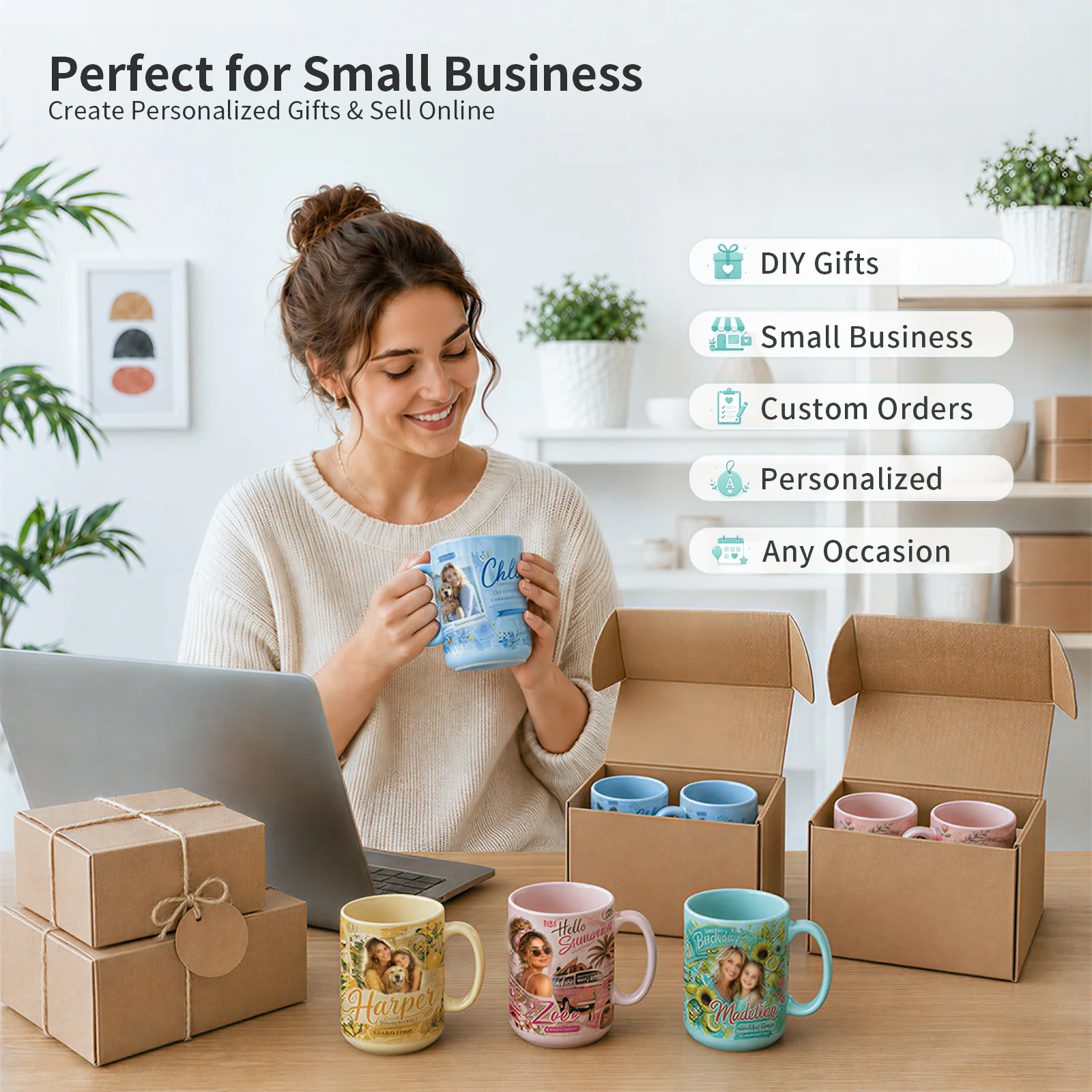 15oz Full Color Glossy Mug Sublimation Blank Coffee Cups thumbnail 5