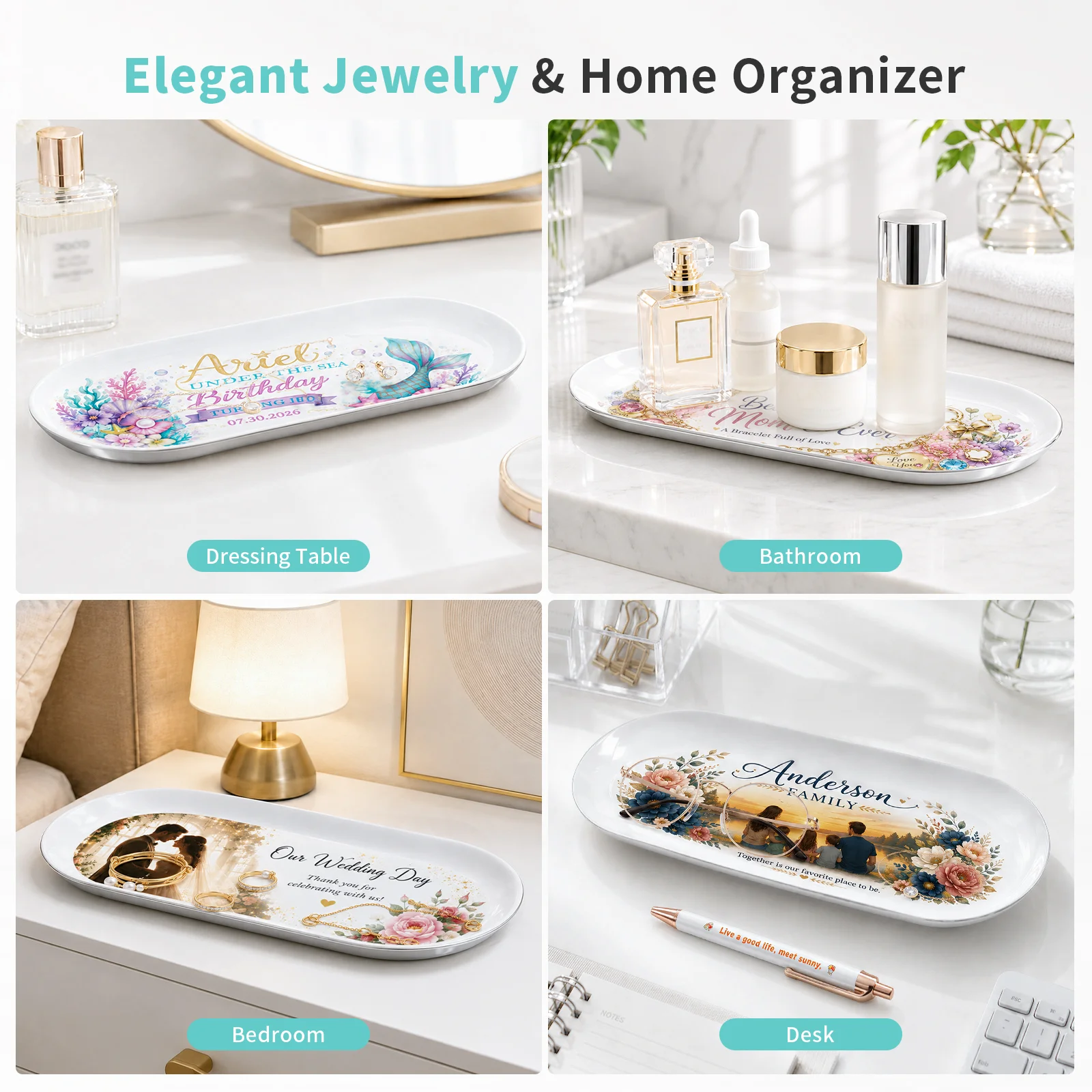 Sublimation Stainless Steel Trinket Tray Jewelry Tray 3.74x9 inch 9.5x23cm thumbnail 6