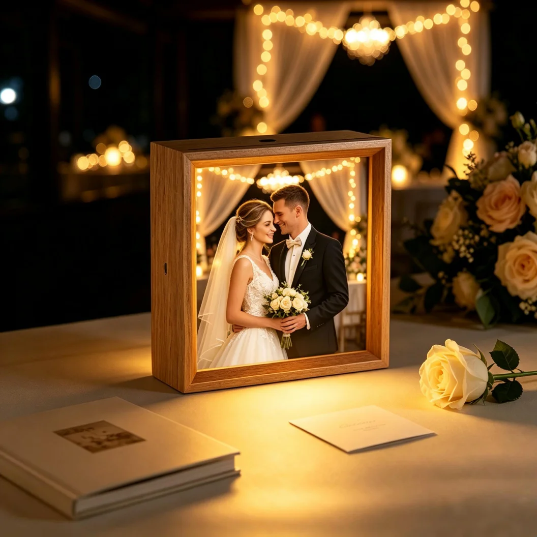 Night Light Illuminated Photo Frame with Sublimation Blank Glass Plate  with Stand thumbnail 4