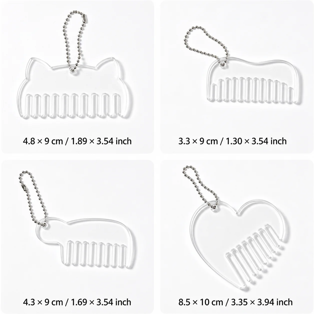 Sublimation Blank Acrylic Mini Comb with Ball Chain thumbnail 3