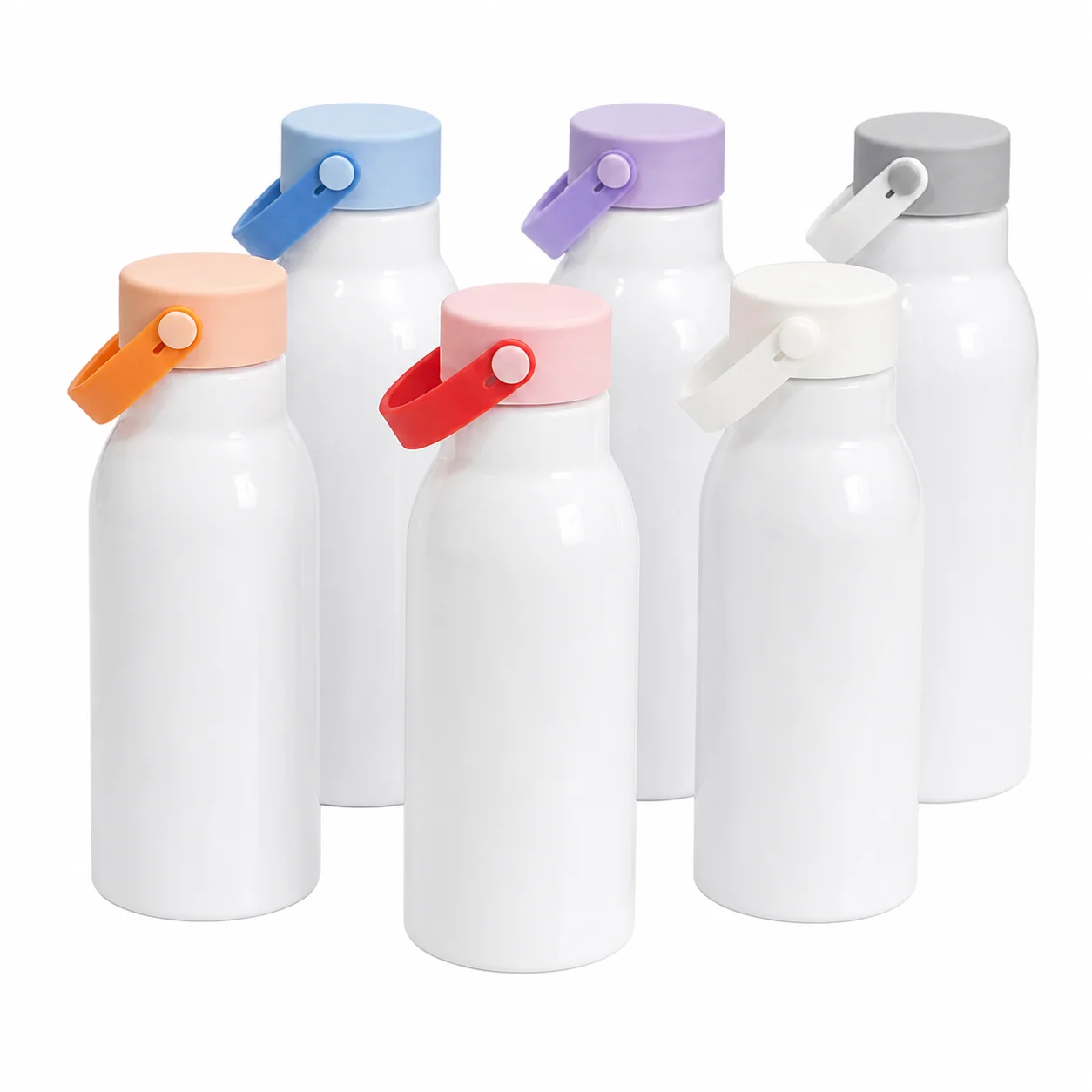 20oz 650ml Sublimation White Aluminum Water Bottle with Carry Handle Lid 