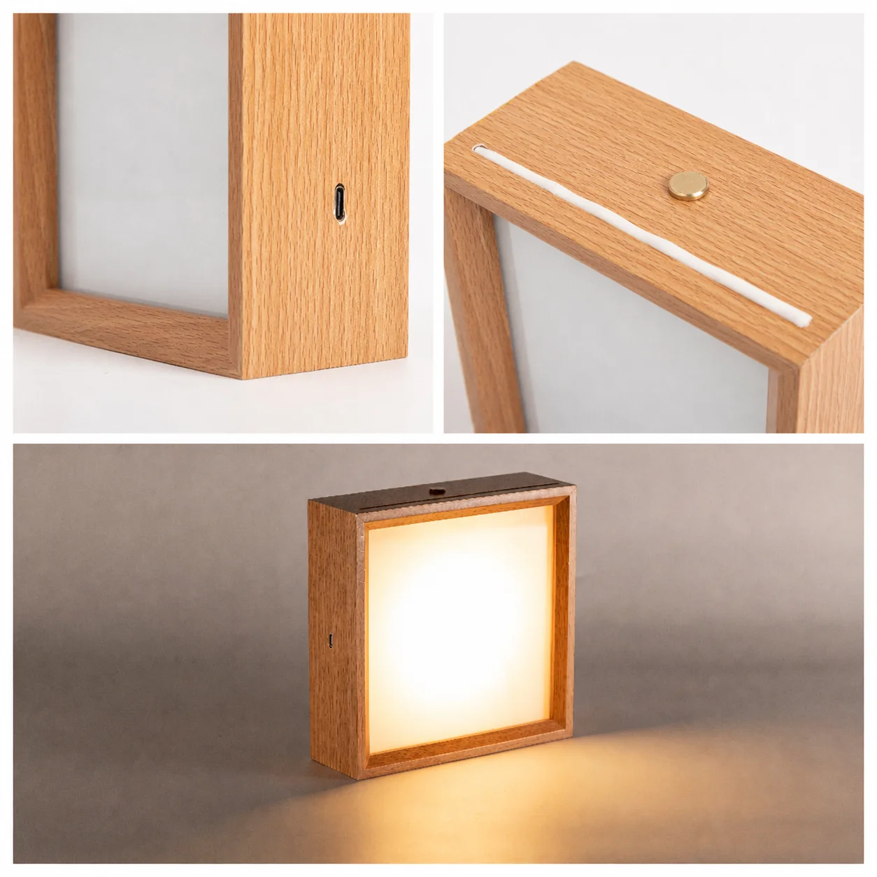Rechargeable Night Light Illuminated Photo Frame with Sublimation Blank Glass Plate with Stand thumbnail 3