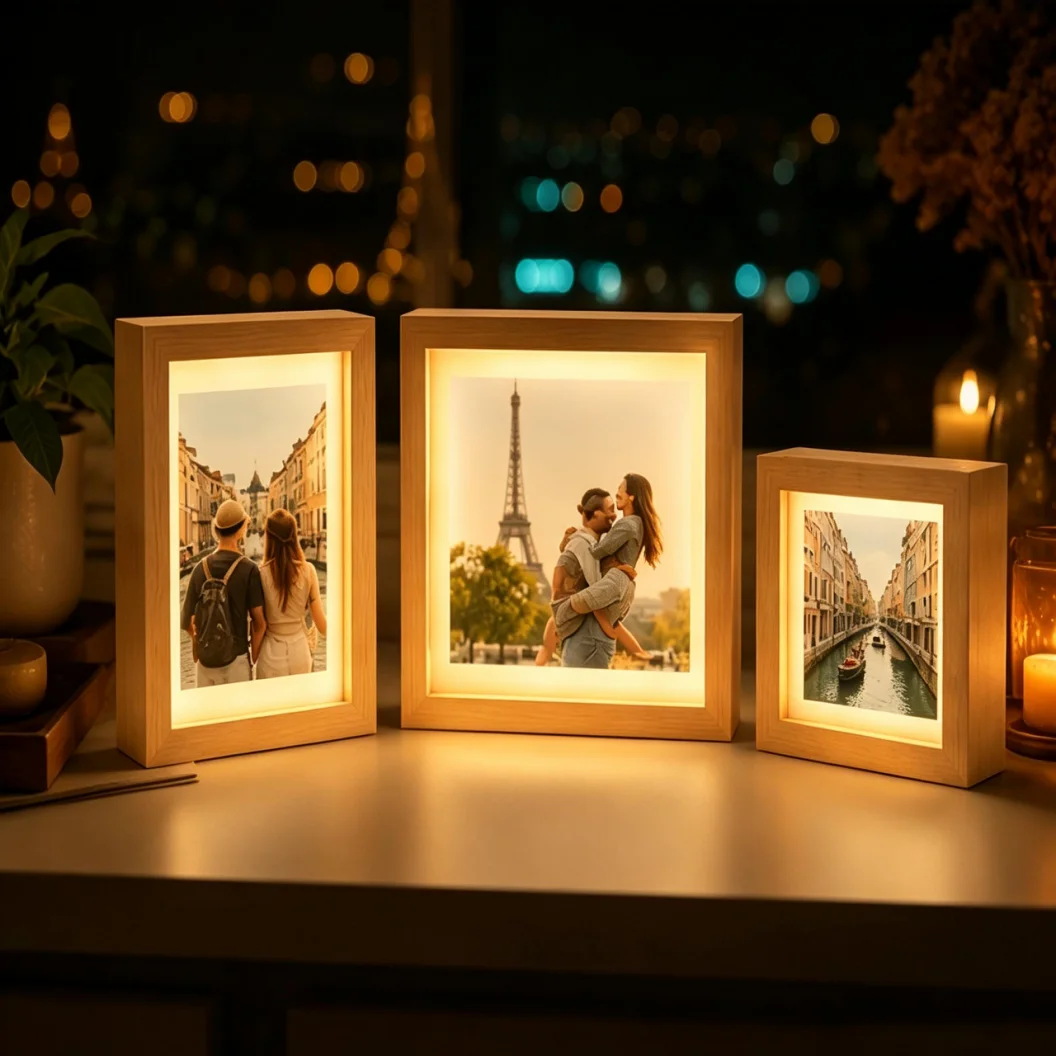 Night Light Illuminated Photo Frame with Sublimation Blank Glass Plate  with Stand