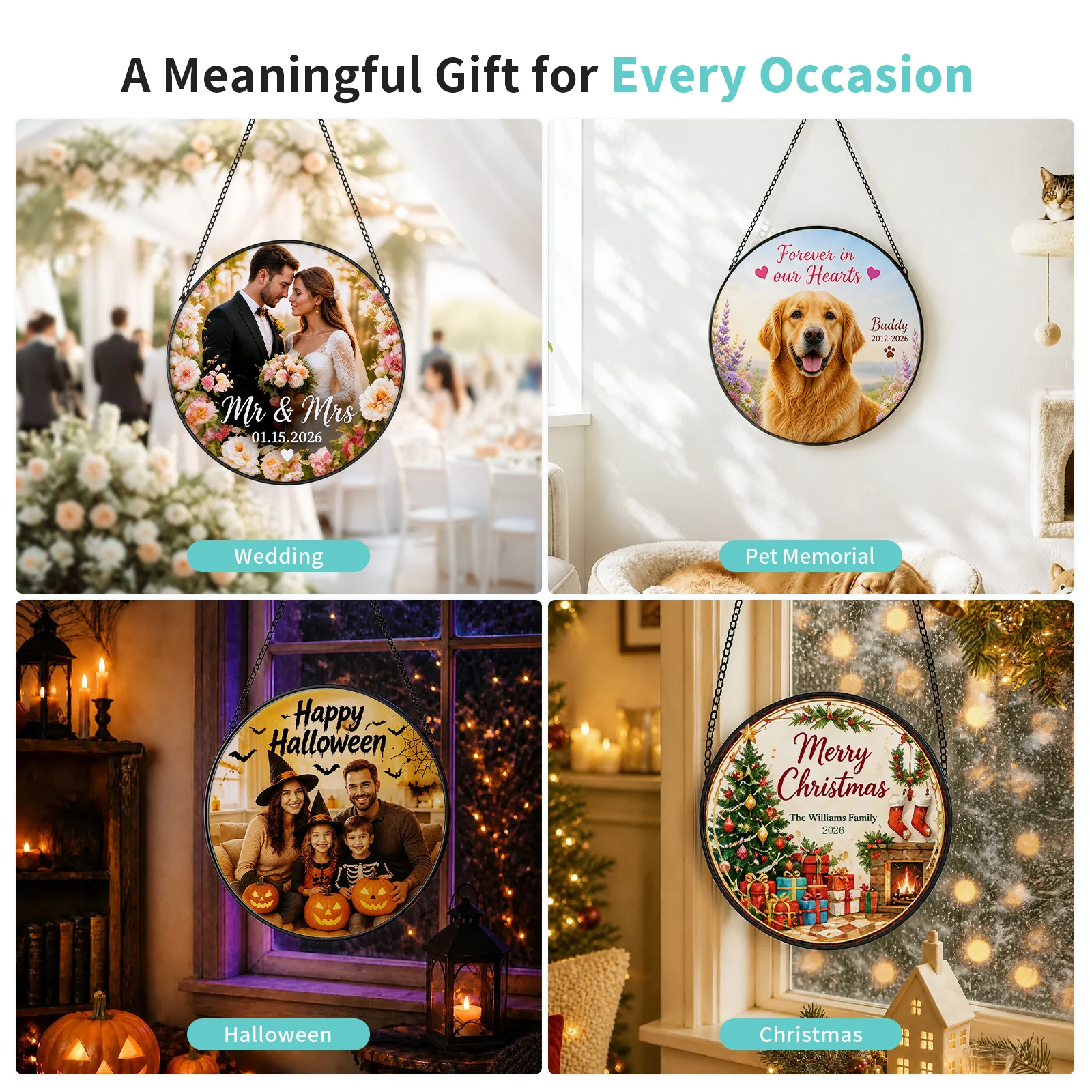 Sublimation Glass Window Hanging Sun Catcher (φ15cm, 5.9in, Round) thumbnail 3