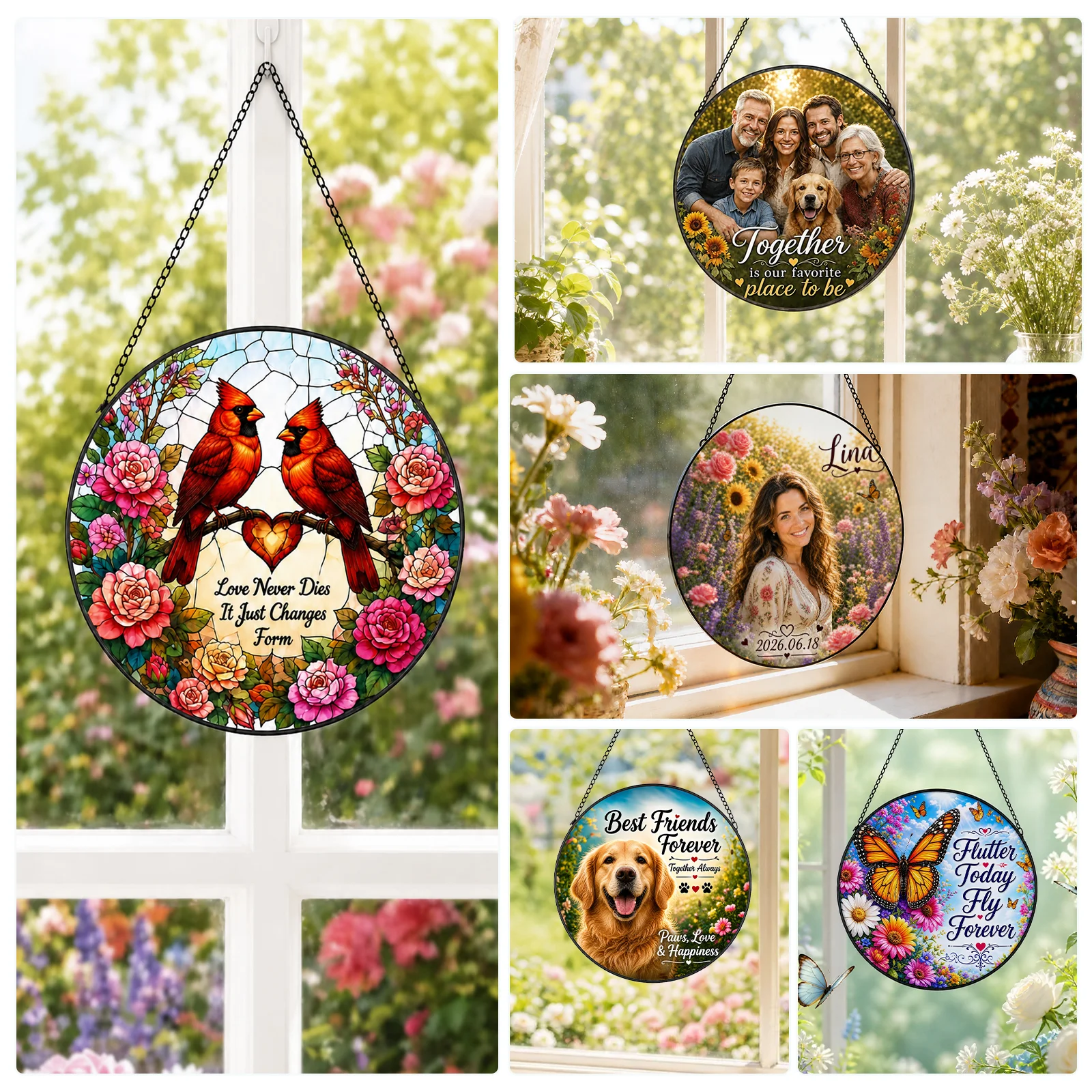 Sublimation Glass Window Hanging Sun Catcher (φ15cm, 5.9in, Round) thumbnail 5