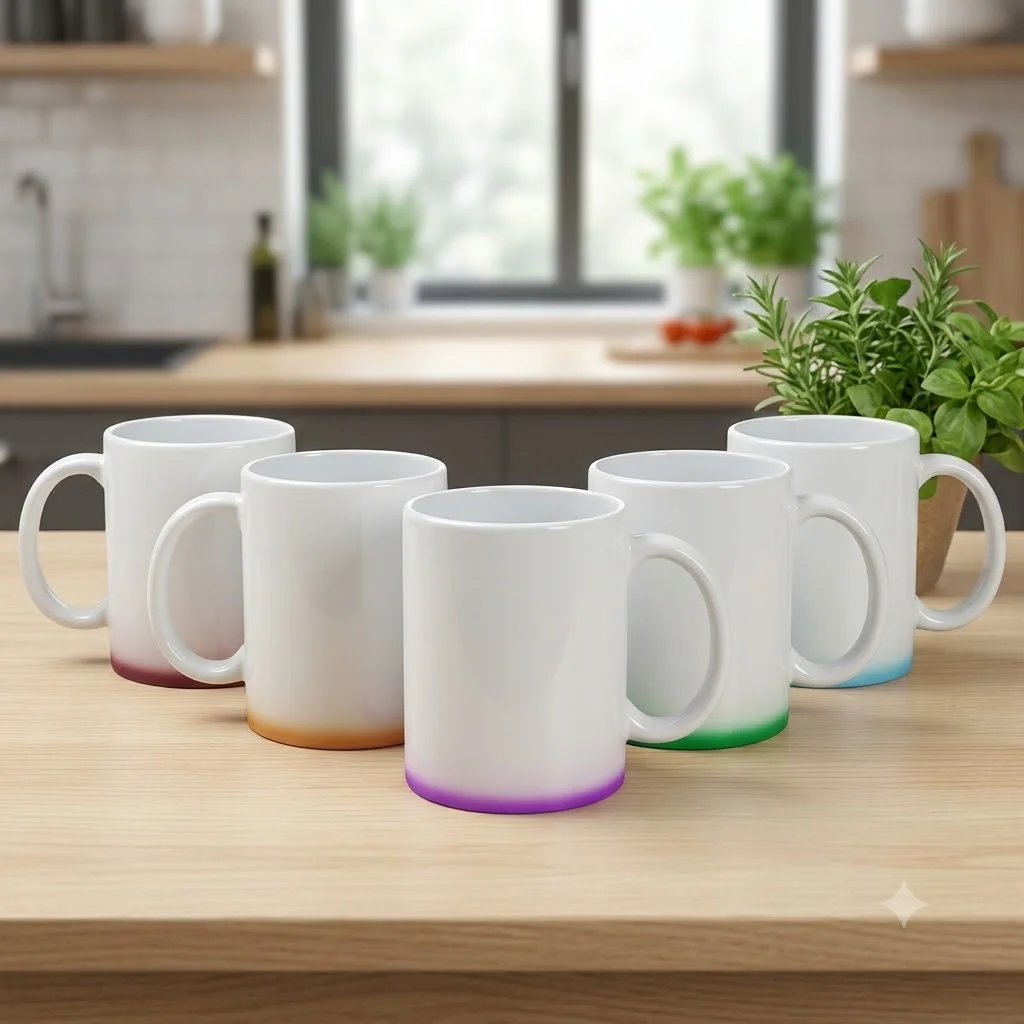 11oz 330ml Sublimation White Ceramic Coffee Mug with Gradient Color Base thumbnail 3