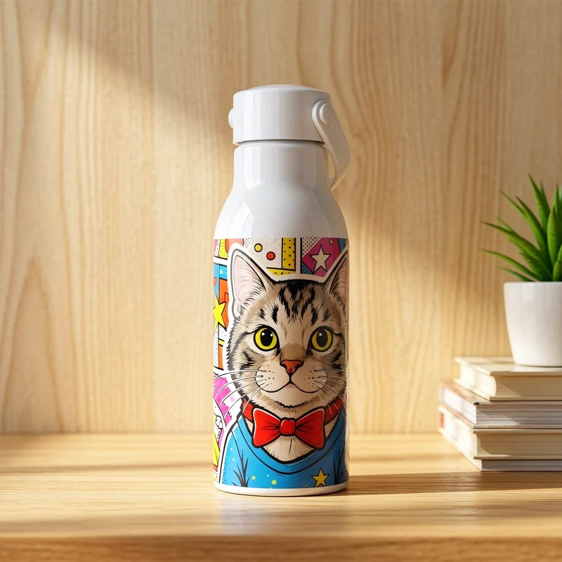 20oz 650ml Sublimation White Aluminum Water Bottle with Carry Handle Lid  thumbnail 6