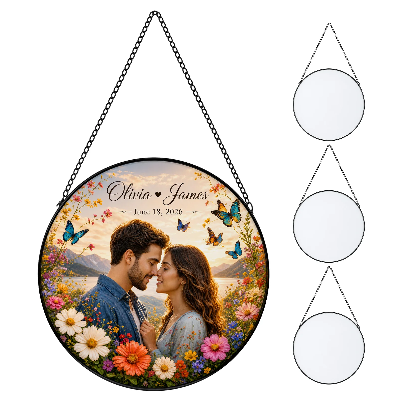 Sublimation Glass Window Hanging Frame Sun Catcher (φ20cm, 7.87in, Round)