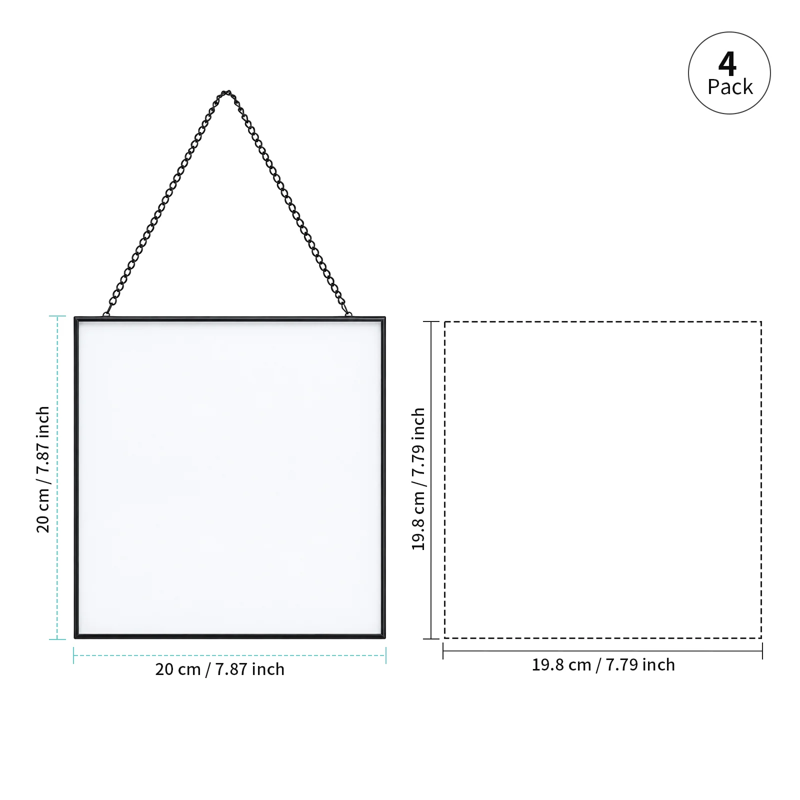 Sublimation Glass Window Hanging Sun Catcher (20cm 7.87in, Square) thumbnail 5
