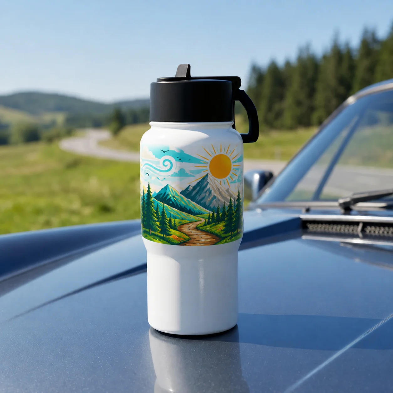 20oz/600ml Sublimation Blank Travel Water Bottle (Glossy White)