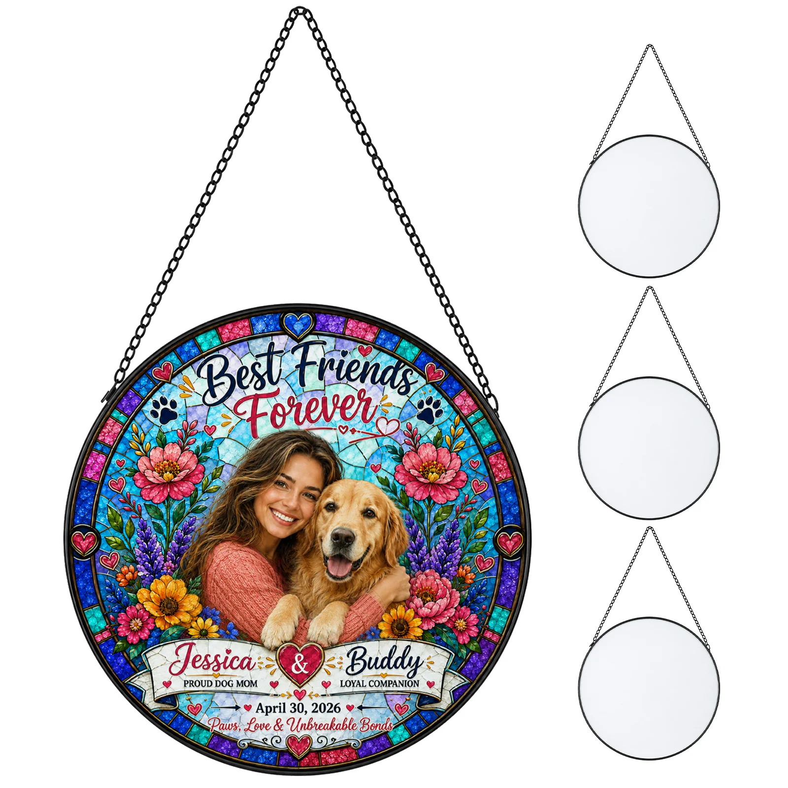 Sublimation Glass Sun Catcher Blanks Window Hanging Ornaments (25cm, 9.84inch, Round)