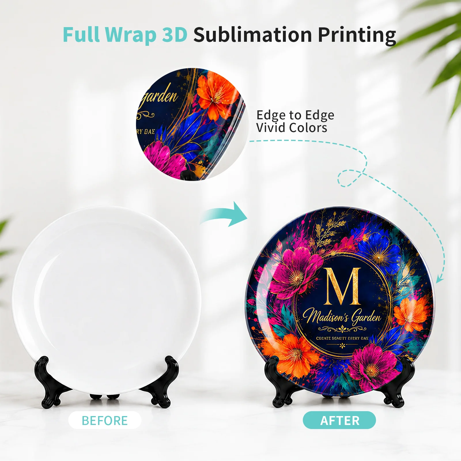 Sublimation Ceramic Plates White for Full image Printing 8 inch