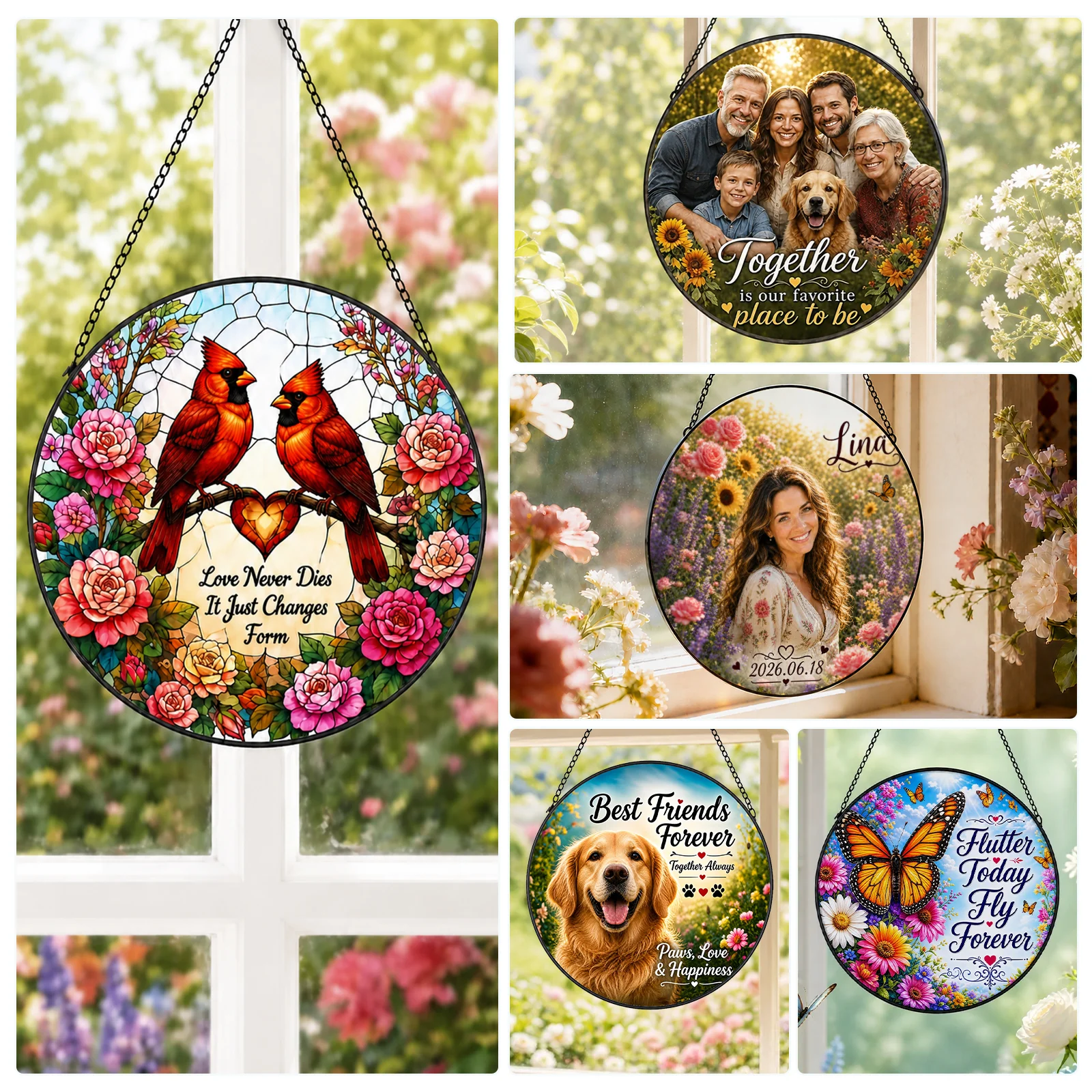 Sublimation Glass Sun Catcher Blanks Window Hanging Ornaments (25cm, 9.84inch, Round)