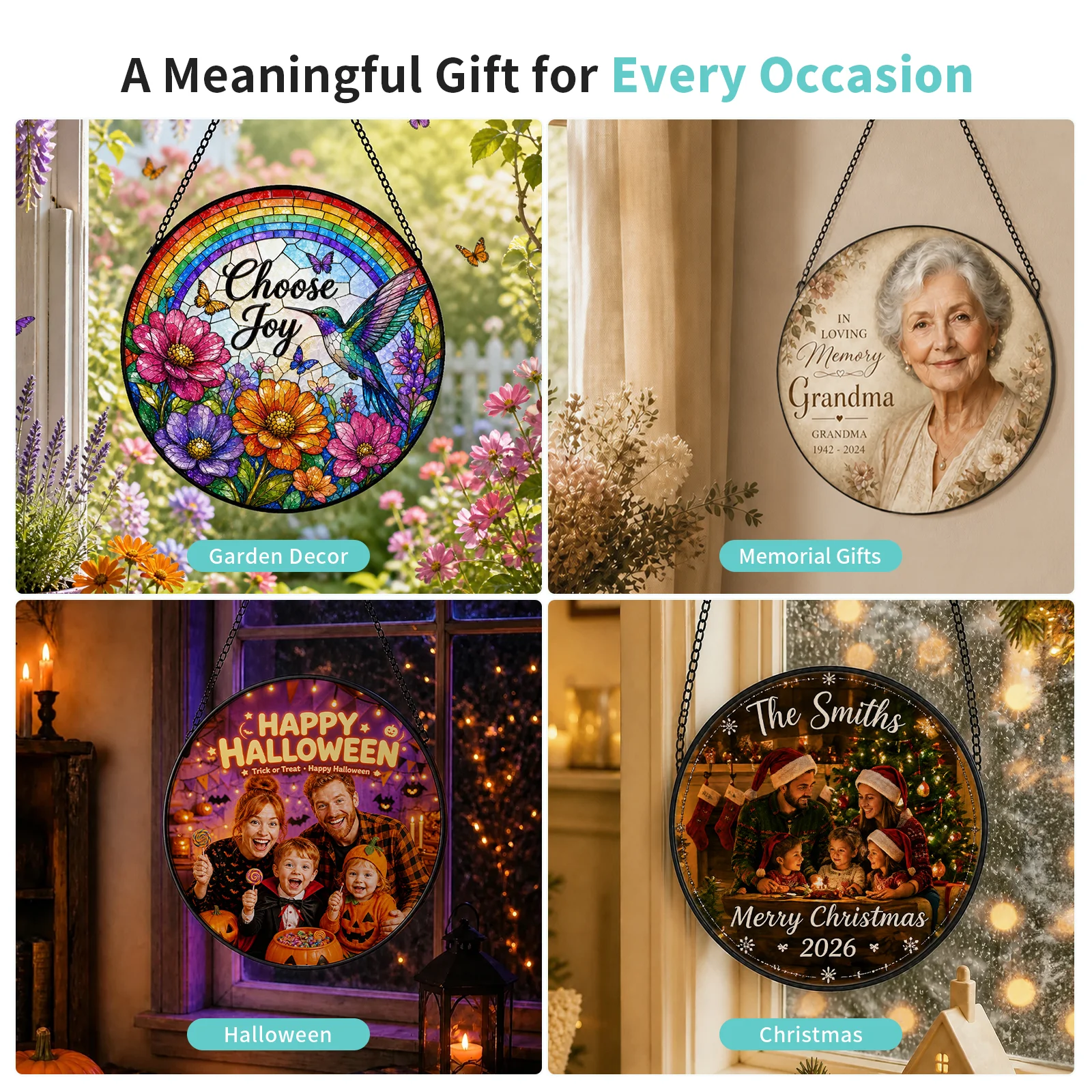 Sublimation Glass Sun Catcher Blanks Window Hanging Ornaments (25cm, 9.84inch, Round) thumbnail 5