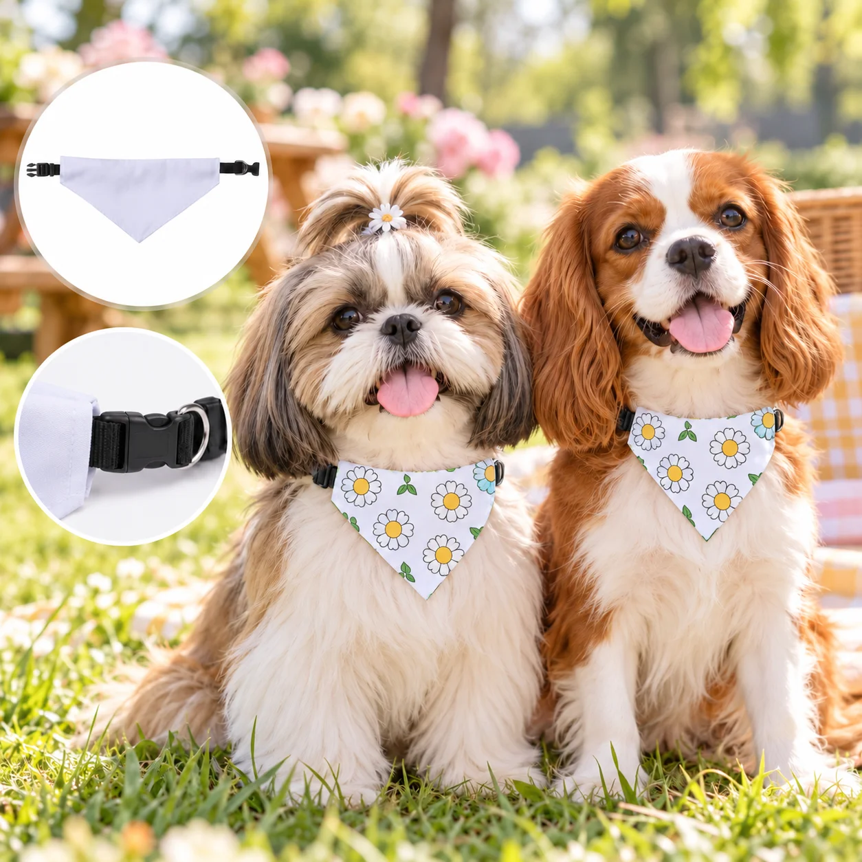 Sublimation Blank Dog Bandana with Adjustable Black Collar, Pet Scarf  thumbnail 4