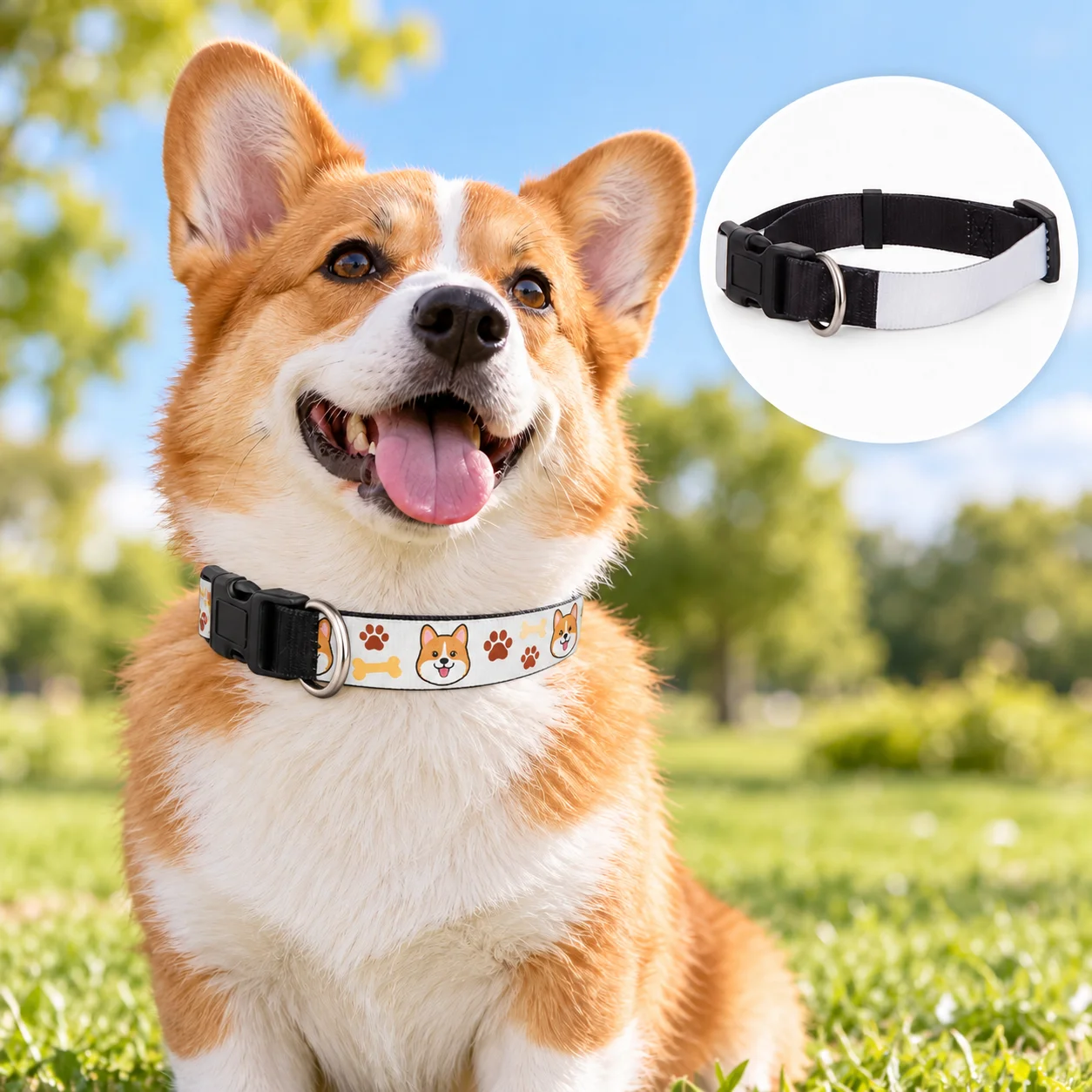 Sublimation Blank Adjustable Polyester Dog Collar with Imprintable White Panel & Plastic Buckle thumbnail 2