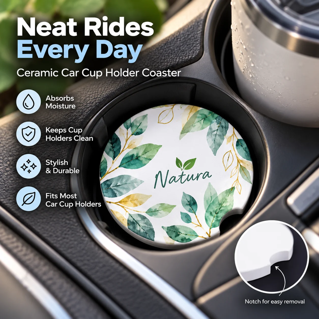Glossy Ceramic Sublimation Blank Car Coaster (Φ6.5cm / 2.6")