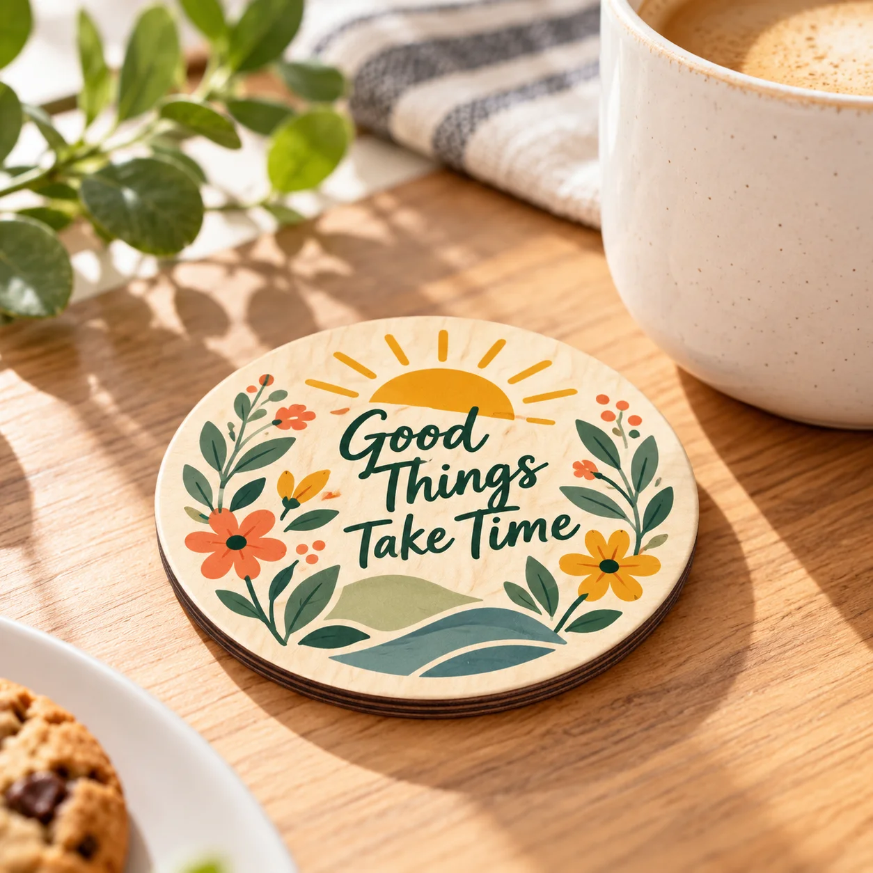Sublimation Blank Plywood Drink Coaster  (Round, Φ9.5cm / 3.7") thumbnail 2