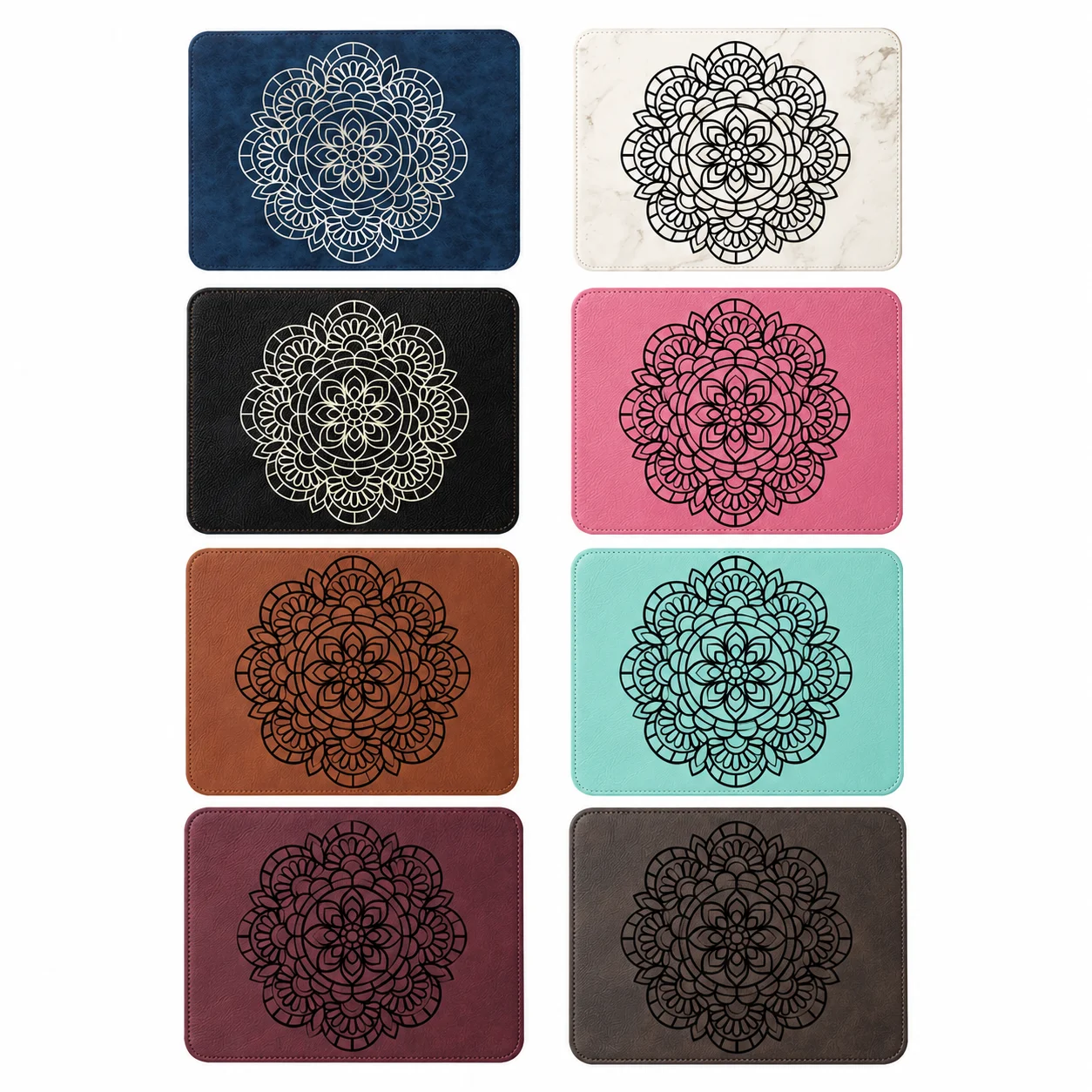 Laser Engraving PU Leather Blank Coaster (Round, Blue with Silver Underlayer, Φ10cm / 3.9") thumbnail 3