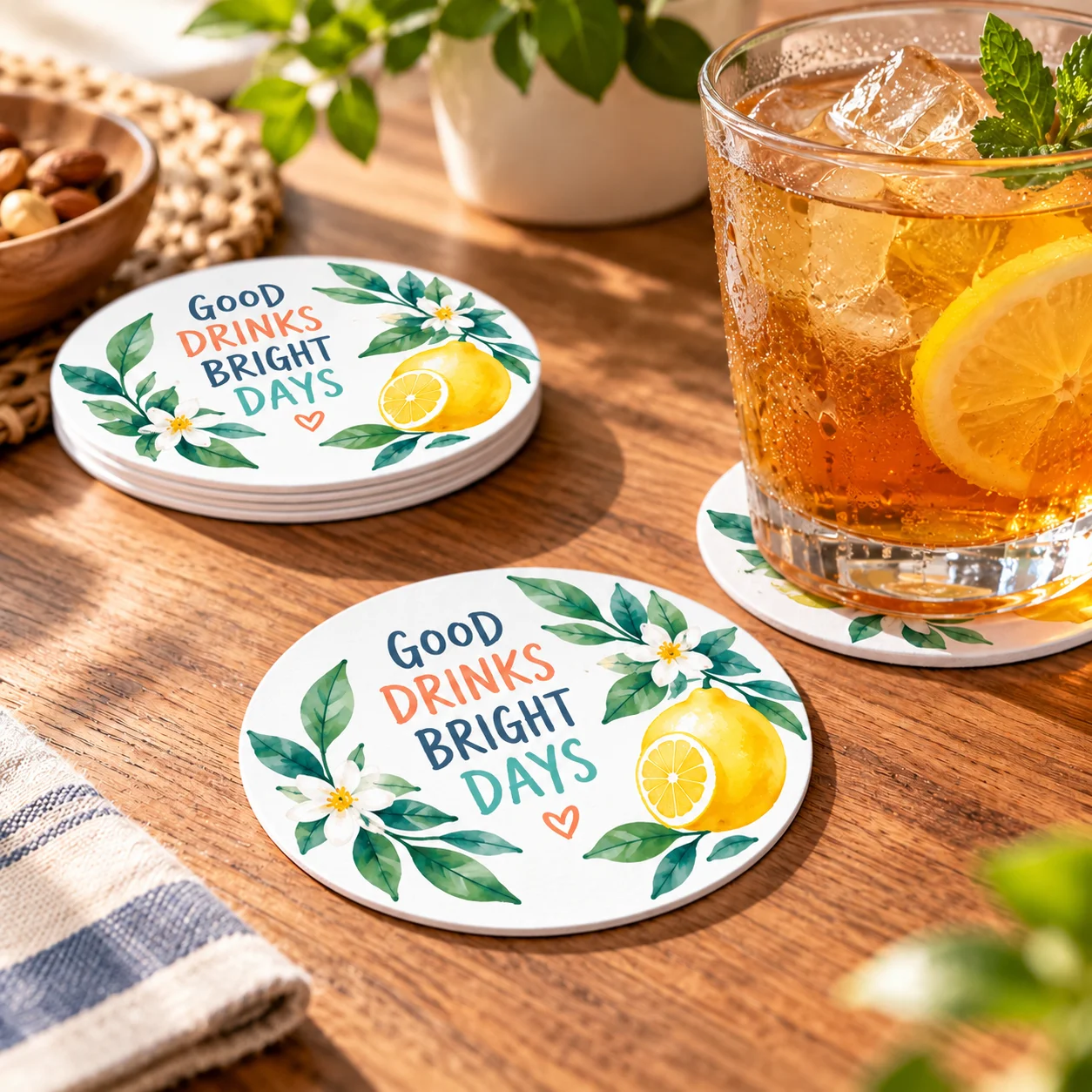 Sublimation Blank Cardboard Drink Coaster with Cork (Round, Φ9.5cm / 3.7")