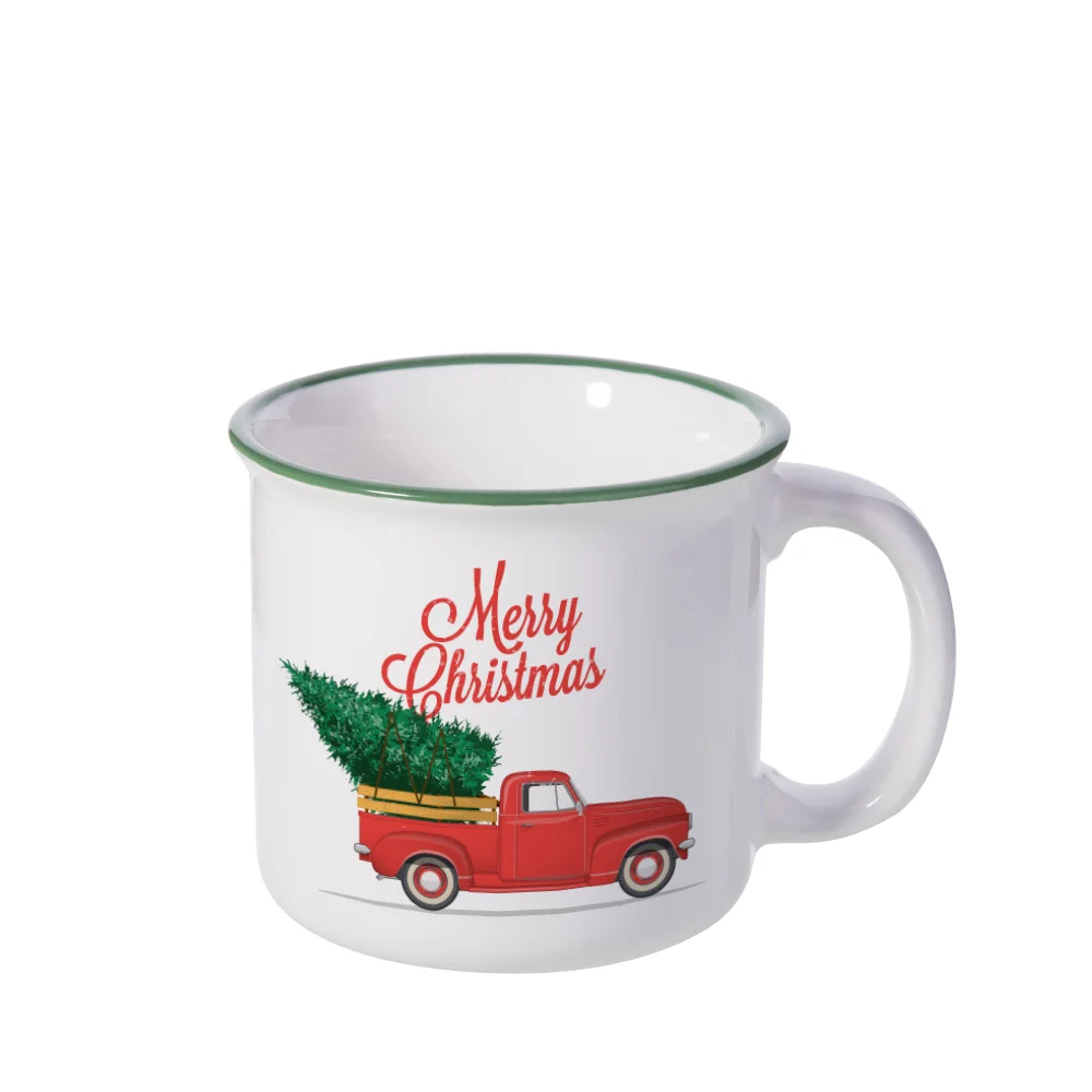10oz 300ml Sublimation Ceramic Enamel Mug(Green Rim) thumbnail 2