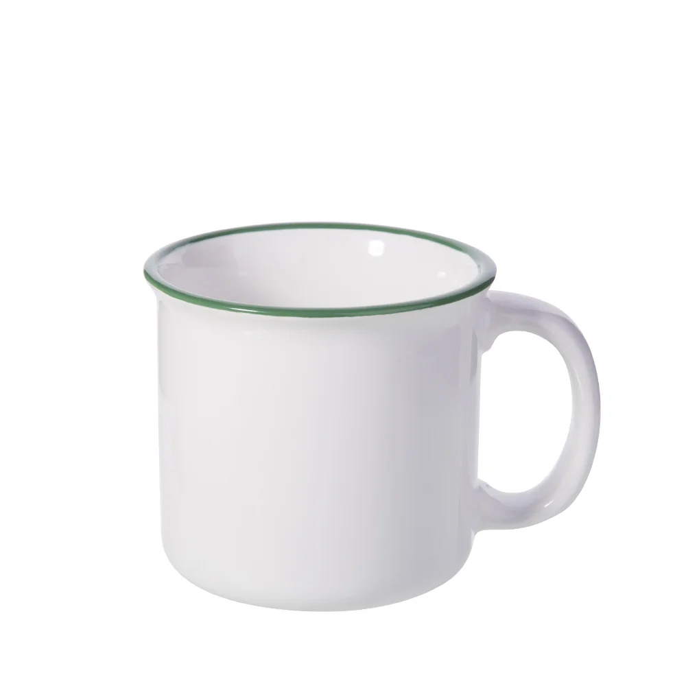 10oz 300ml Sublimation Ceramic Enamel Mug(Green Rim) thumbnail 1