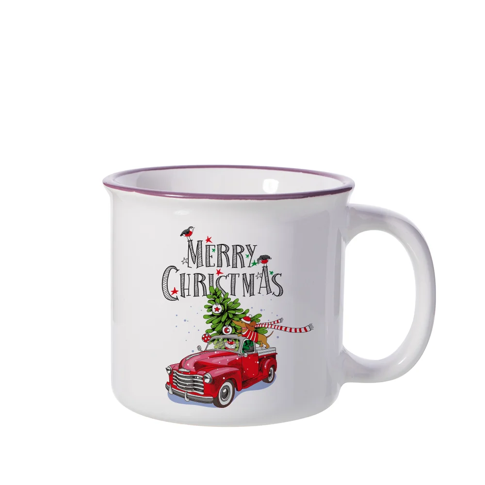 10oz 300ml Sublimation Ceramic Enamel Mug (Purple Rim) thumbnail 2